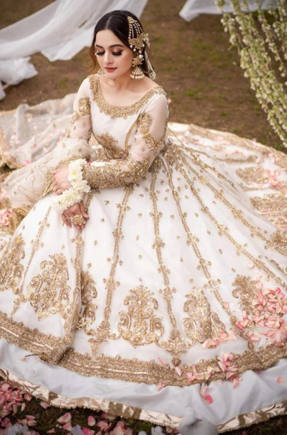 HIRA MANI - 3PC Unstitched Net Sequence Luxury Embroidered Maxi Wedding Collection - ES 2030