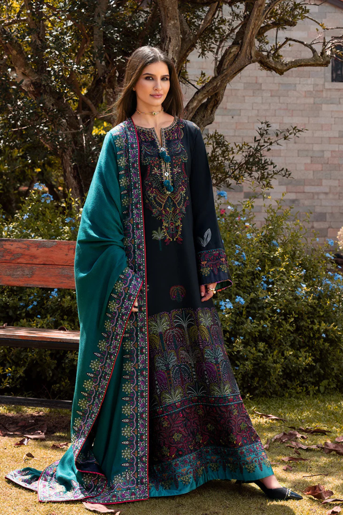Mushk - 3PC Unstitched Lawn Embroidered Shirt with Embroidered Lawn Dupatta and Trouser - ES 2222