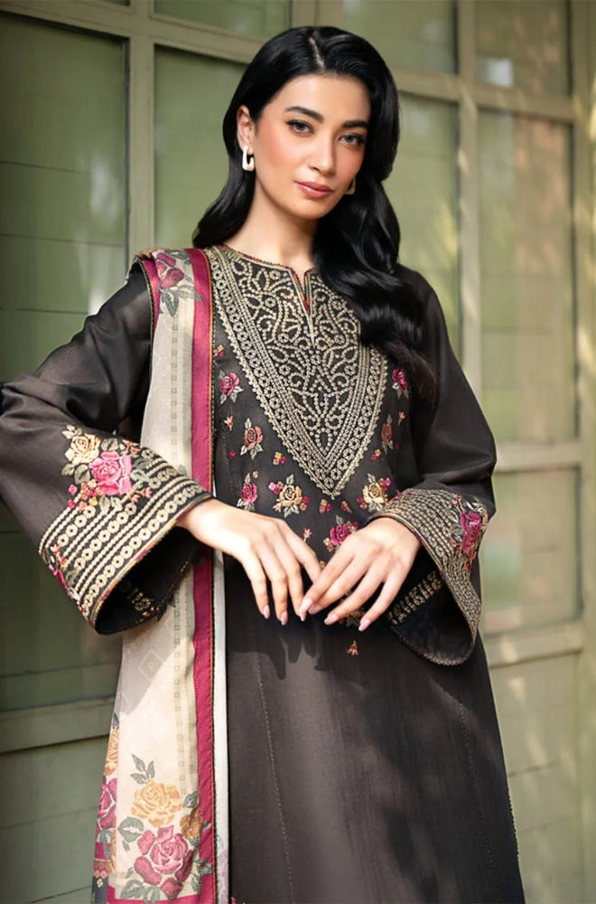 Jazmin - 3PC Unstitched Dhanak Embroidered Shirt with printed shawl and Embroidered trouser- ES1120