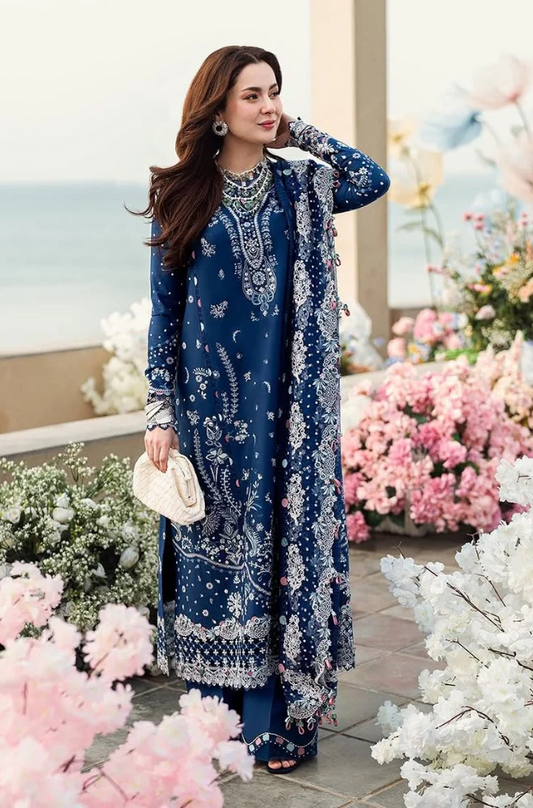 Qalamkaar - 3PC Lawn Embroidered Shirt with Embroidered Chiffon Dupatta-ES 1306