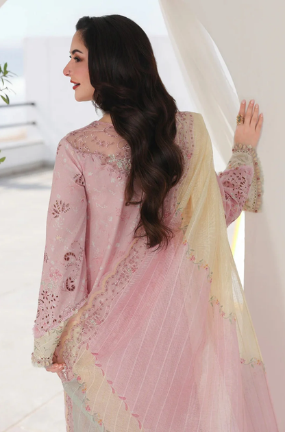 Qalamkar - 3PC Unstitched Lawn Embroidered Shirt with Monar Printed Dupatta and Trouser - ES 2301
