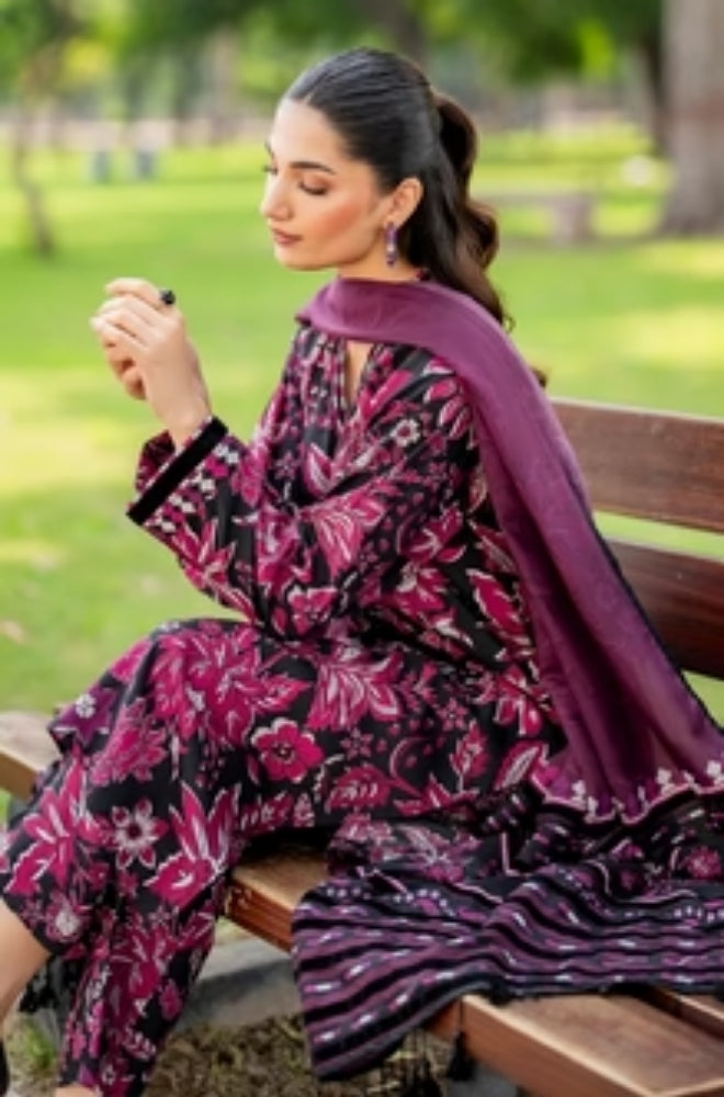 Baroque - 3PC Unstitched Printed Karandi Shirt with Printed Karandi Dupatta and Same Printed Trouser - ES1167