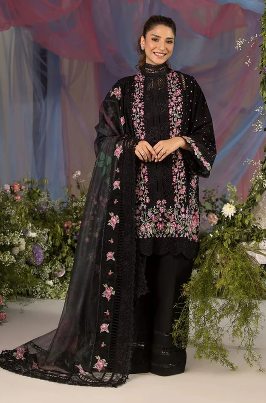 Sobia Nazir - 3PC Unstitch Lawn Embroidered Shirt with Embroidered Bamber Chiffon Dupatta - ES 2153