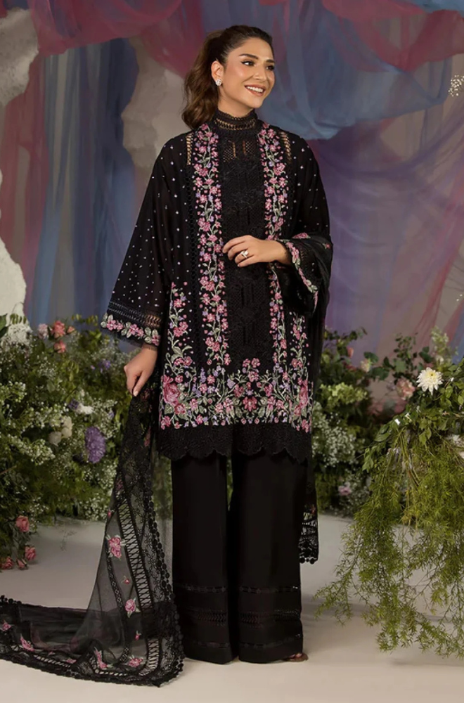 Sobia Nazir - 3PC Unstitch Lawn Embroidered Shirt with Embroidered Bamber Chiffon Dupatta - ES 2153