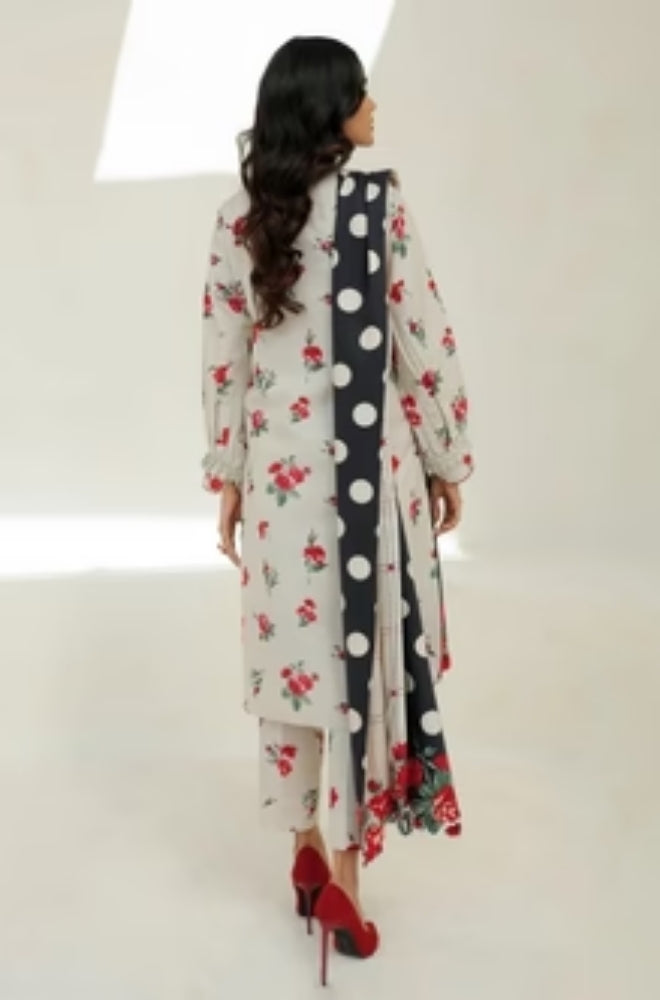 Baroque - 3PC Unstitched Digital Printed Karandi Shirt with Printed Karandi Dupatta and Trouser - ES1181