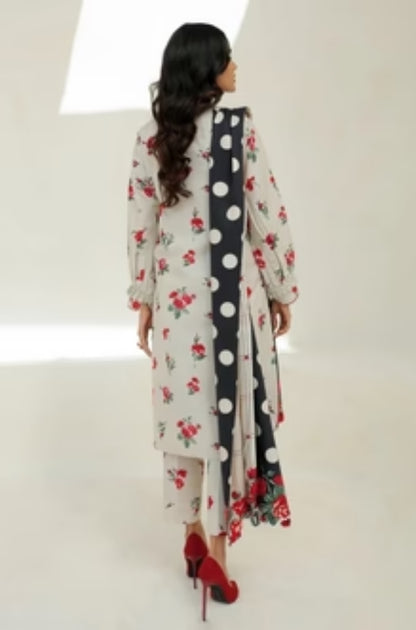 Baroque - 3PC Unstitched Digital Printed Karandi Shirt with Printed Karandi Dupatta and Trouser - ES1181