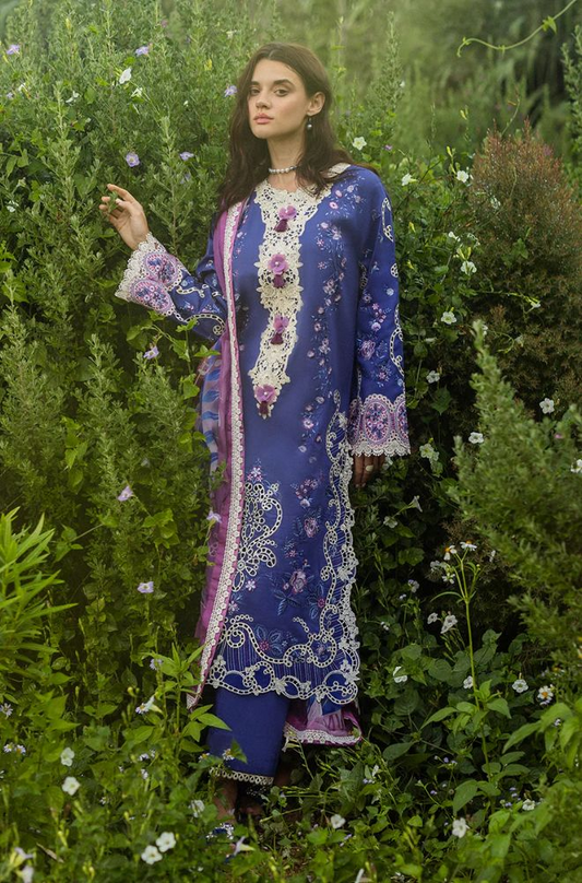 Mushq - 3PC Lawn Embroidered Shirt with Printed Silk Dupatta (Unstitched) - ES-1420