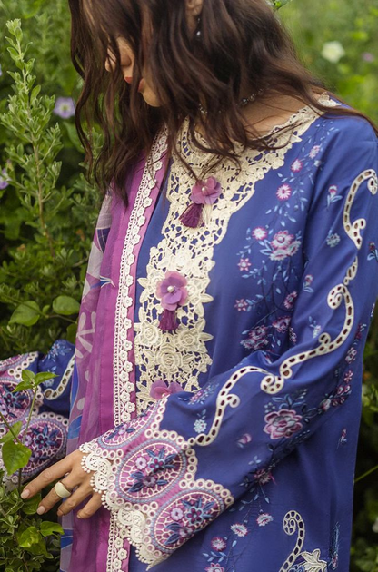 Mushq - 3PC Lawn Embroidered Shirt with Printed Silk Dupatta (Unstitched) - ES-1420