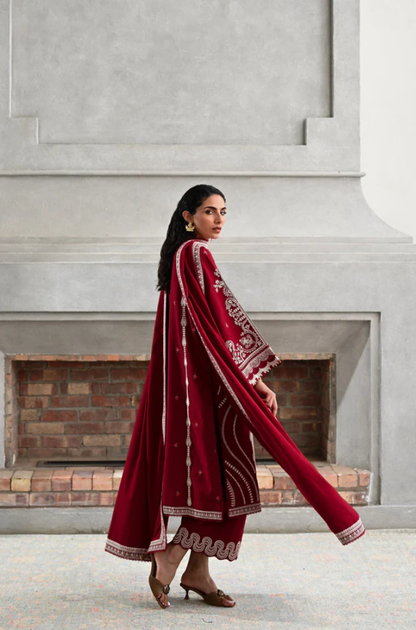 ZAIB - 3PC Unstitched Lawn Embroidered Shirt with Pure Cotton Net Embroidered Dupatta - ES 2201