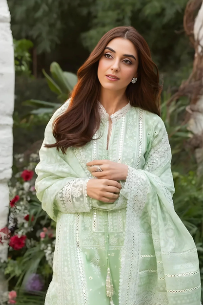 Sobia Nazir - 3PC Unstitched Lawn Embroidered Shirt with Embroidered Chiffon Dupatta - ES 2241