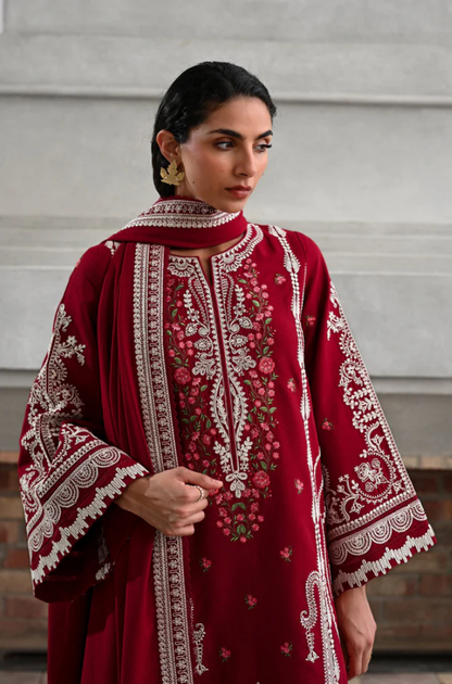ZAIB - 3PC Unstitched Lawn Embroidered Shirt with Pure Cotton Net Embroidered Dupatta - ES 2201