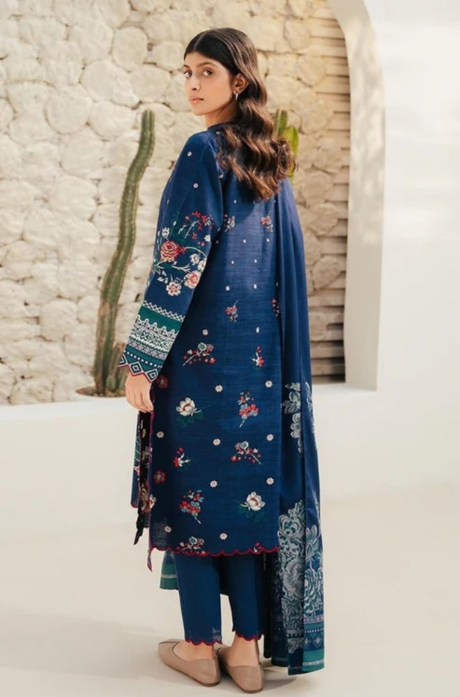 Beechtree - 3PC Unstitched Dhanak Embroidered Shirt with Dhanak Printed Dupatta and Trouser - ES1149