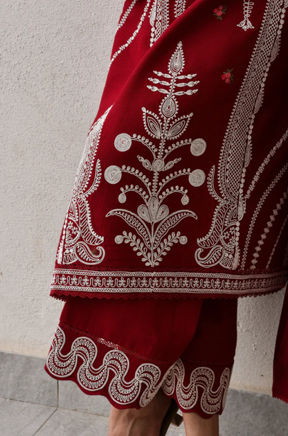 ZAIB - 3PC Unstitched Lawn Embroidered Shirt with Pure Cotton Net Embroidered Dupatta - ES 2201