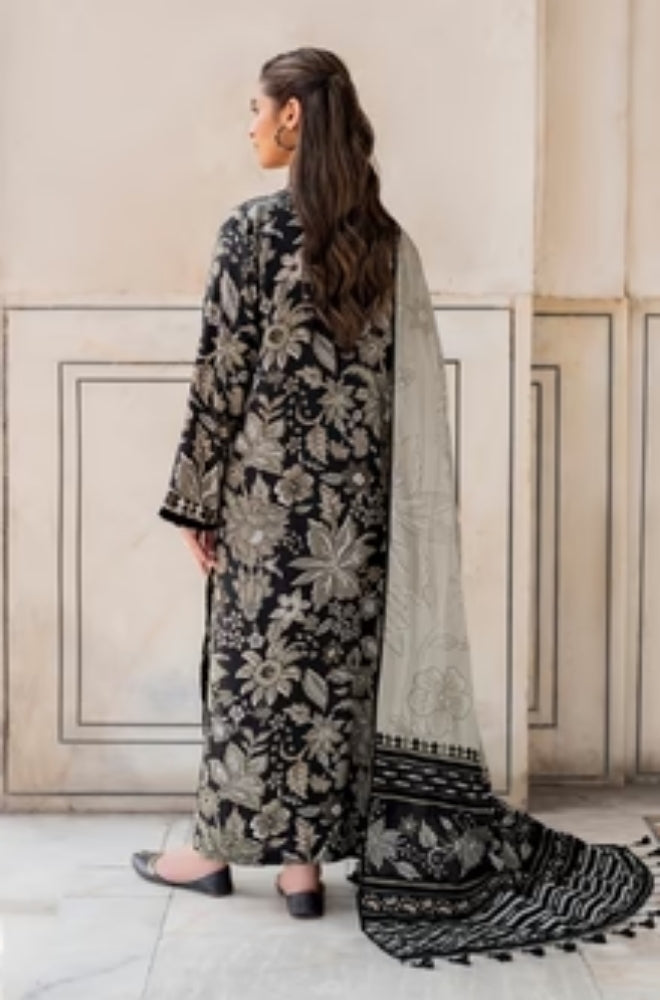 Baroque - 3PC Unstitched Printed Karandi Shirt with Printed Karandi Dupatta and Same Printed Trouser - ES1166