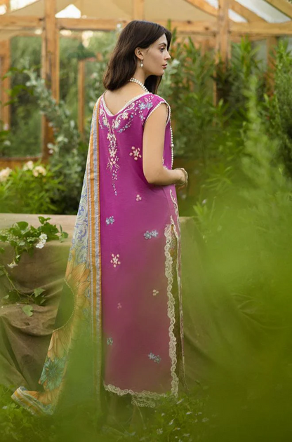 Mushq - 3PC Lawn Embroidered Shirt with Printed Silk Dupatta (Unstitched) - ES-1422