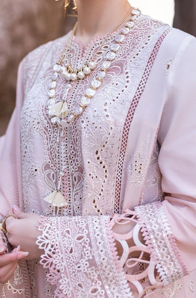Qalamkaar - 3PC Unstitched Lawn Heavy Embroidered Shirt with Embroidered Khaddi Net Dupatta - ES1090