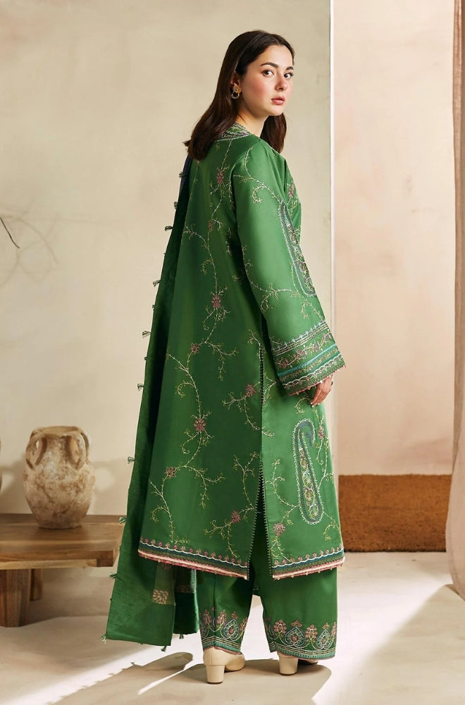 Zara Shah Jahan - 3PC Unstitched Dhanak Embroidered Shirt with Digital Printed Dhanak Shawl and Trouser- ES1046