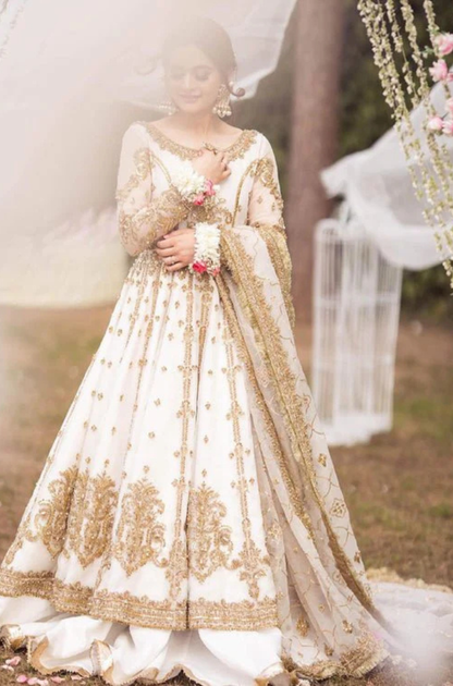 HIRA MANI - 3PC Unstitched Net Sequence Luxury Embroidered Maxi Wedding Collection - ES 2030
