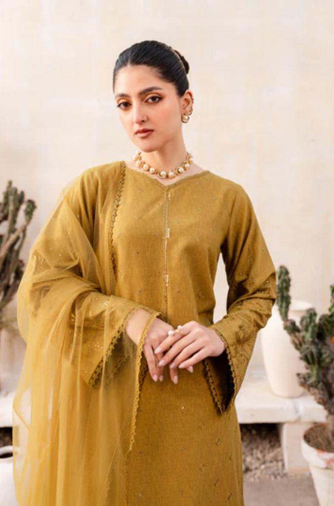 Batik - 3PC Unstitched Lawn Sequence Embroidered Shirt with Chiffon Sequence Embroidered Dupatta  - ES1155