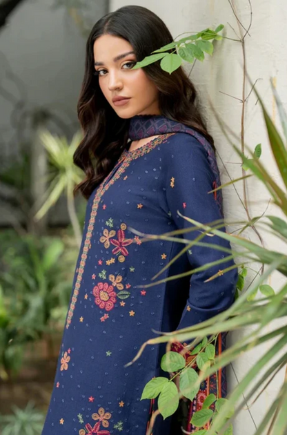 Embroidered Dhanak Unstitched 3PC Set - ES1753
