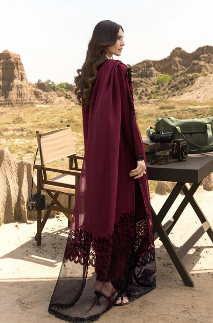 Rang Rasiya - 3PC Unstitched Lawn Embroidered Shirt with Embroidered Printed Chiffon Dupatta - ES 2186