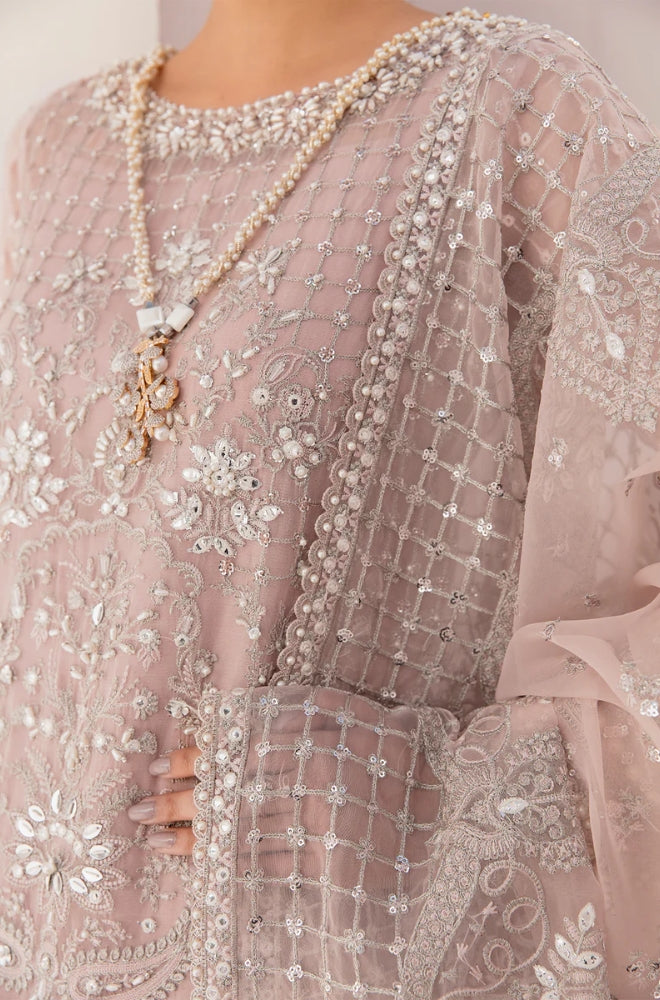 BAROQUE - Front Heavy Sequence Embroidered With Heavy Sequences Embroidered organza 4 Side Border And Cutwork Dupatta - ES 2008