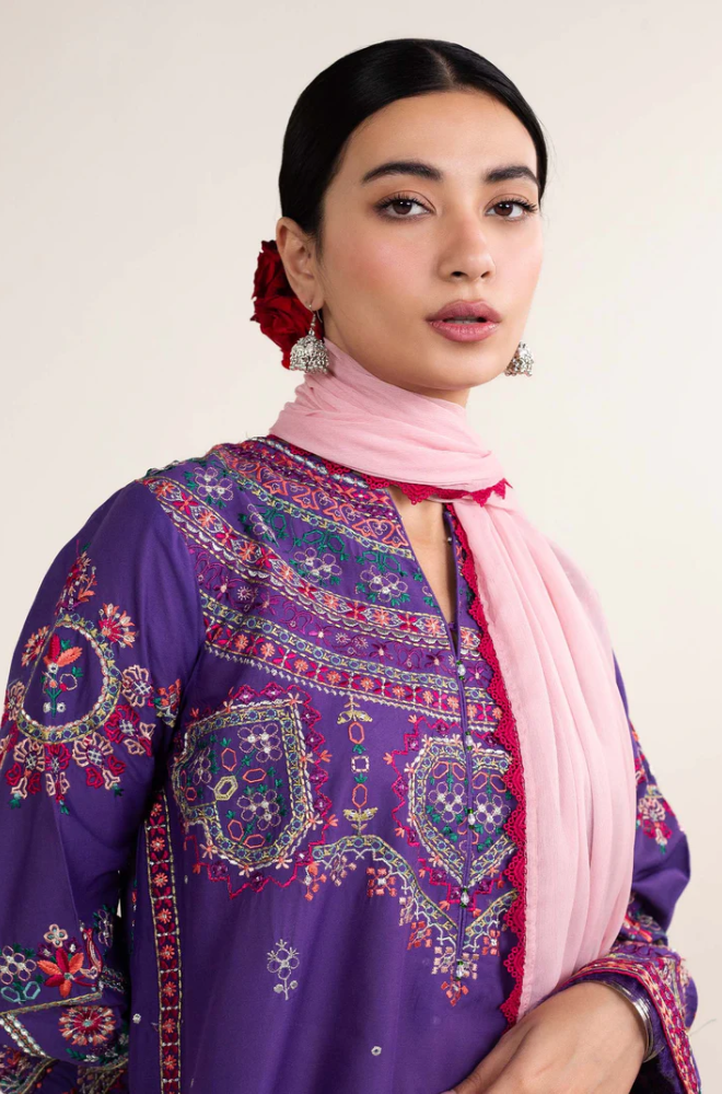 Zara-Shah Jahan - Embroidered Dhanak Unstitched 3PC Set - ES1763