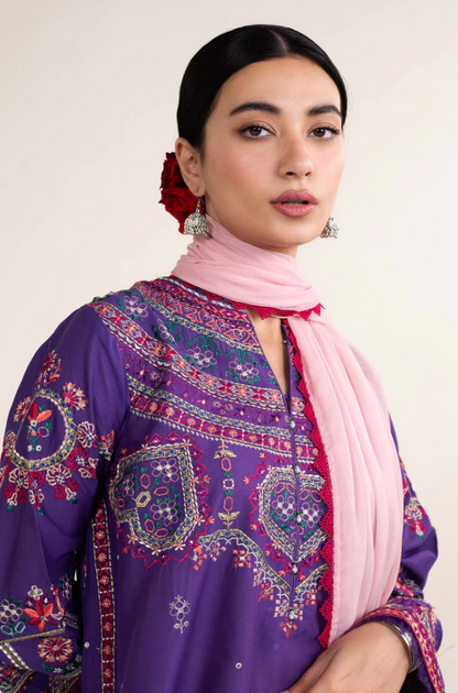Zara-Shah Jahan - Embroidered Dhanak Unstitched 3PC Set - ES1763