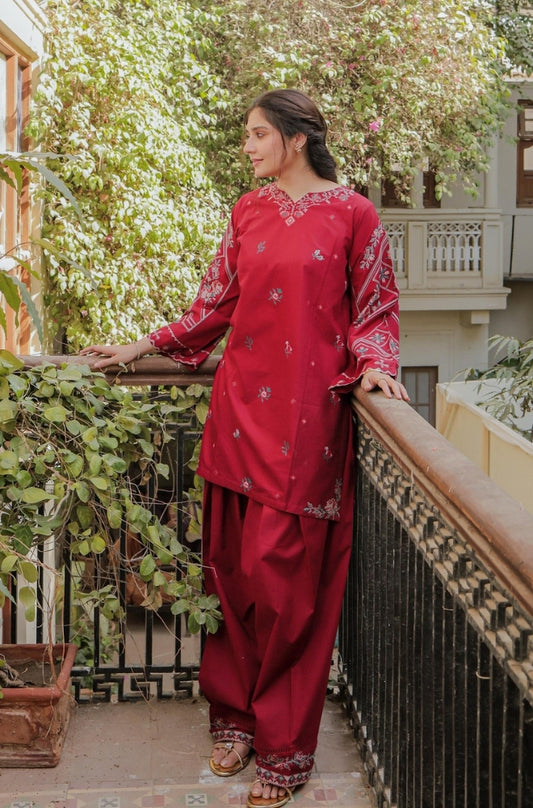 URGE - 2PC Luxury Embroidered Suit On Dhanak - ES 1796