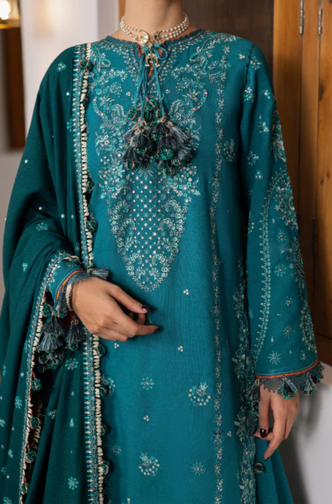 Embroidered Dhanak Unstitched 3PC Set - ES1758