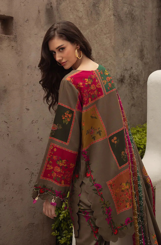 3PC Unstitched Digital Print Silk Dress - ES 2044