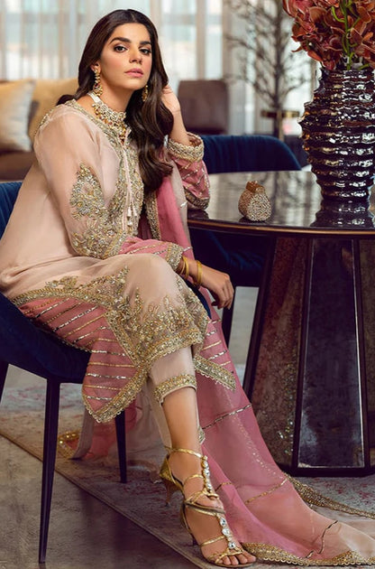 Agha Noor - Front Fully heavy Embroidery with Organza With Embroidery lace Dupatta - ES 2014