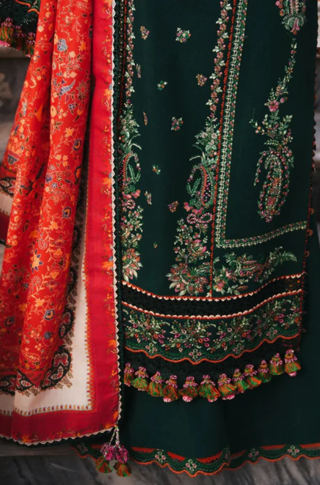 Embroidered Dhanak Unstitched 3PC Set - ES1756