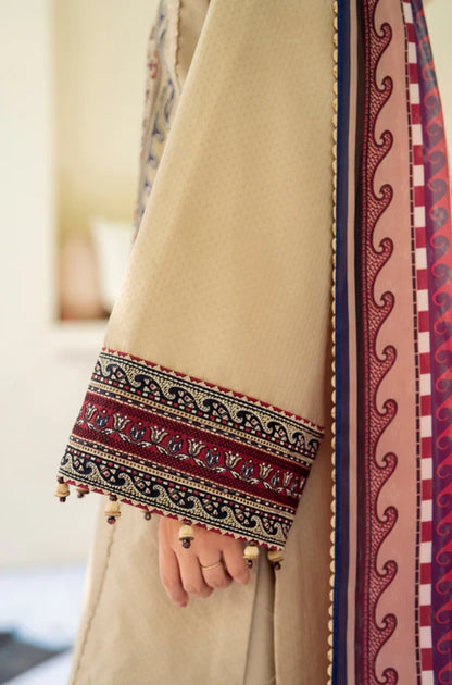 Jazmin - 3PC Unstitched Dhanak Embroidered Shirt with Digital Printed kotrai Shawl - ES 1812