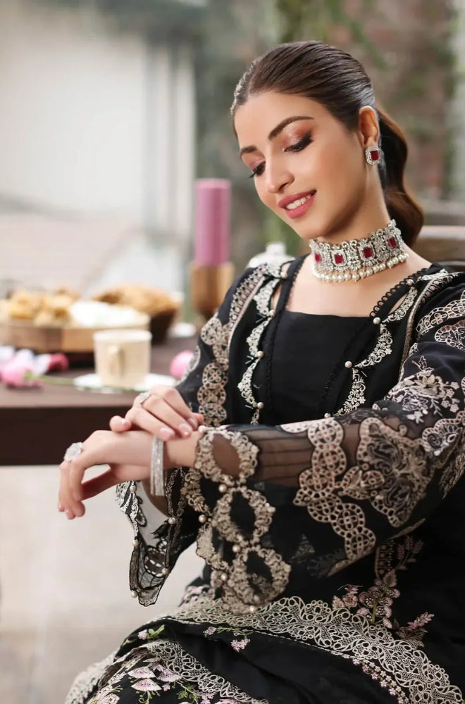 KAHF- 3PC Unstitched Dhanak Embroidered Shirt With Heavy Embroidered Shawl With 4 Sided Embroidered Lace - ES 1814