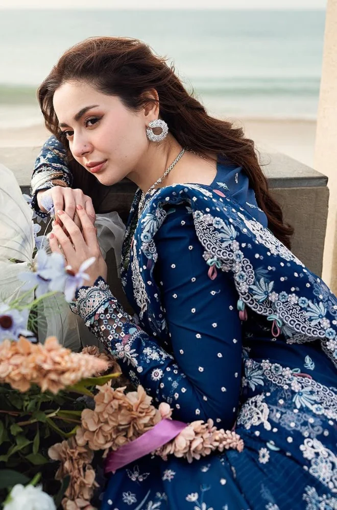Qalamkaar - 3PC Lawn Embroidered Shirt with Embroidered Chiffon Dupatta-ES 1306