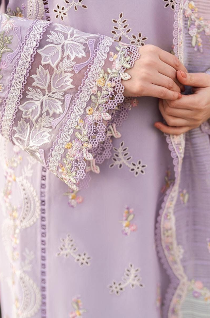 Qalamkar - 3PC Unstitch Lawn Embroidered Shirt with Embroidered & Printed Net Dupatta - ES 2152