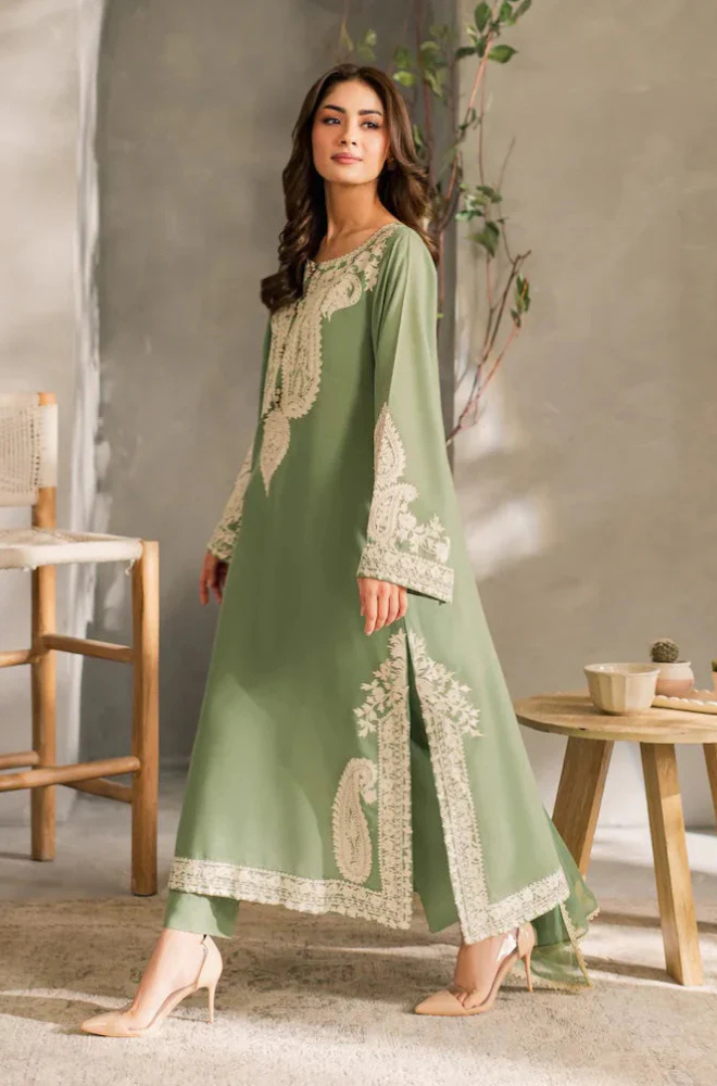 MIRANA - 3PC Unstitched Lawn Embroidered Shirt with Embroidered Crinkle Dupatta - ES 2185