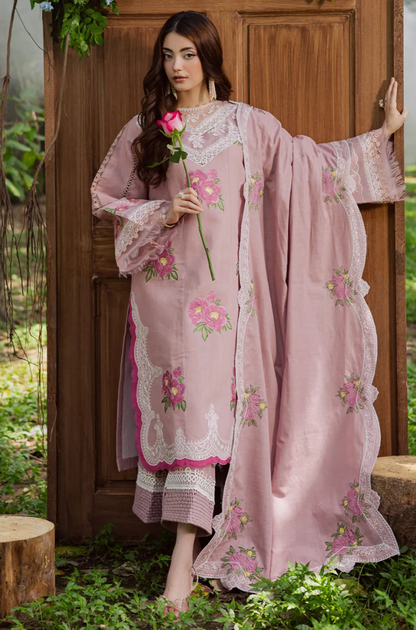 PARISHAY - 3PC Unstitched Lawn Embroidered Shirt with Chiffon Dupatta - ES 2207