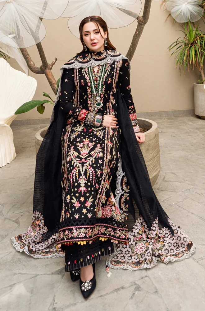 Qalamkar - 3PC Lawn Embroidered Shirt with Embroidered Slub Net Dupatta-ES 1304