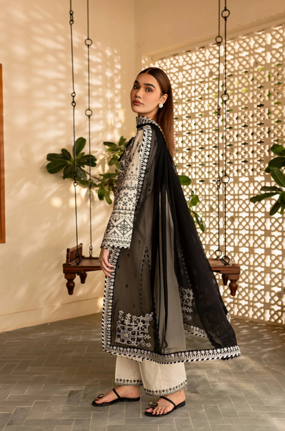 Batik - 3PC Unstitched Lawn Embroidered Shirt with Embroidered Crinkle Dupatta - ES 2243