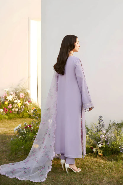 Allys - 3PC Unstitched Lawn Embroidered Shirt with Digital Printed Monark Dupatta and Trouser-ES 2404