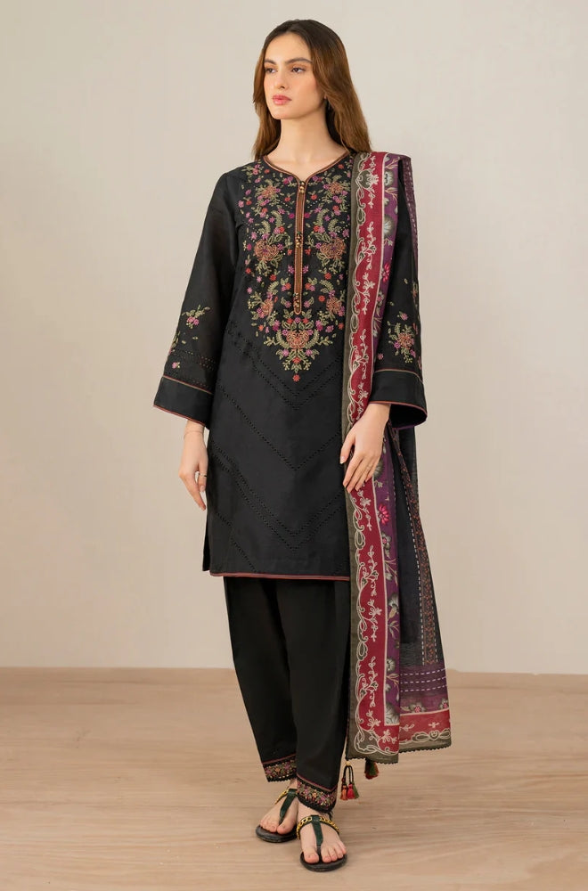 Jazmin - 3PC Unstitched Dhanak Embroidered Shirt with Kotrai Digital Printed Shawl - ES 1809