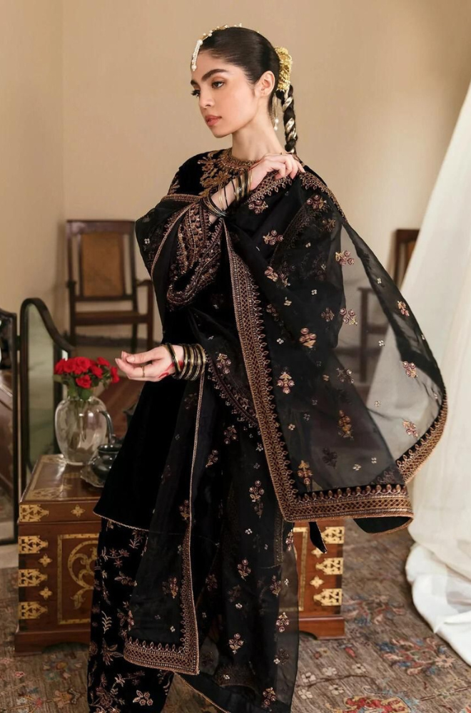 Baroque Jazmin Velvet Wedding Collection - Black Fabric - ES 1739