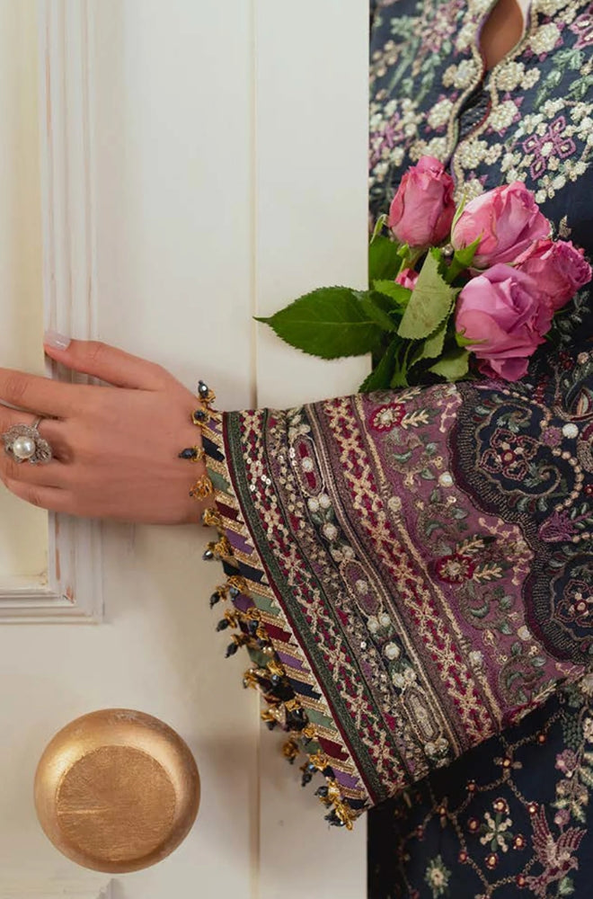 Baroque -  Front Fully Heavy Embroidered On Raw Silk Spangle Work With Organza Fully Heavy Embroidered Spangle Work Dupatta - ES 2010