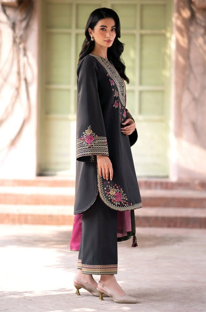 Jazmin - 3PC Unstitched Dhanak Embroidered Shirt with printed shawl and Embroidered trouser- ES1120