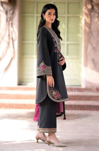 Jazmin - 3PC Unstitched Dhanak Embroidered Shirt with printed shawl and Embroidered trouser- ES1120