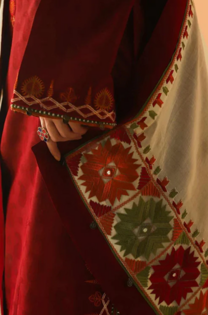 Embroidered Dhanak Unstitched 3PC Set - ES1752