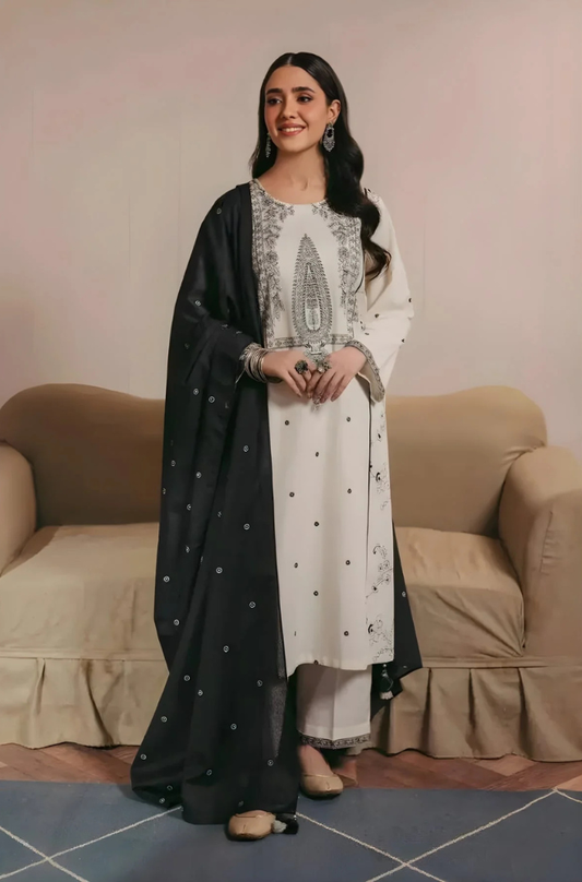 Nishat - 3PC Unstitched Dhanak Embroidered Shirt with Embroidered Dhanak Dupatta and Trouser - ES 2126
