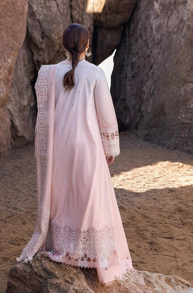 Qalamkaar - 3PC Unstitched Lawn Heavy Embroidered Shirt with Embroidered Khaddi Net Dupatta - ES1090